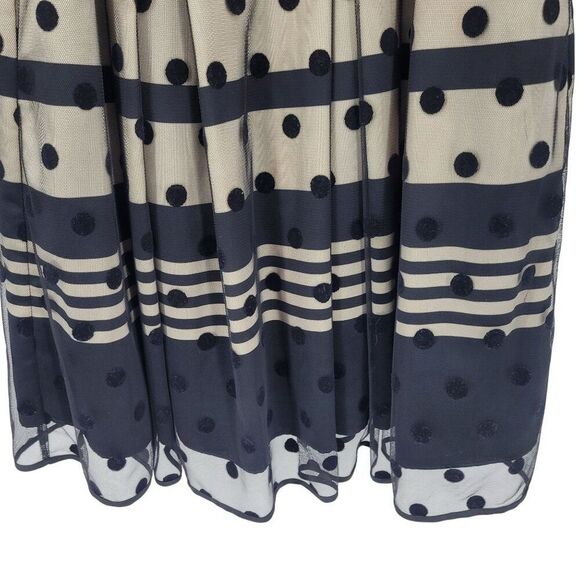 Eliza J Illusion Dot Charmeuse Fit & Flare Dress Sz 6 Black Retro 60s Party - Picture 8 of 13